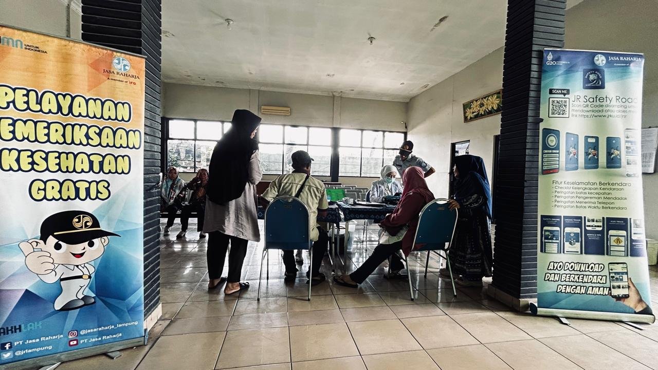 Jasa Raharja Wilayah Lampung Gelar Pemeriksaan Kesehatan Gratis bagi Awak dan Penumpang di PO Puspa Jaya