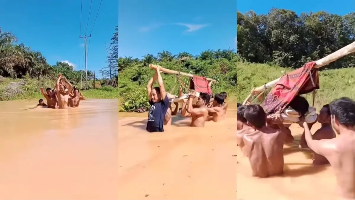 Aksi Heroik Warga di Landak Tandu Pasien Saat Banjir Viral, Camat Ungkap Kronologi